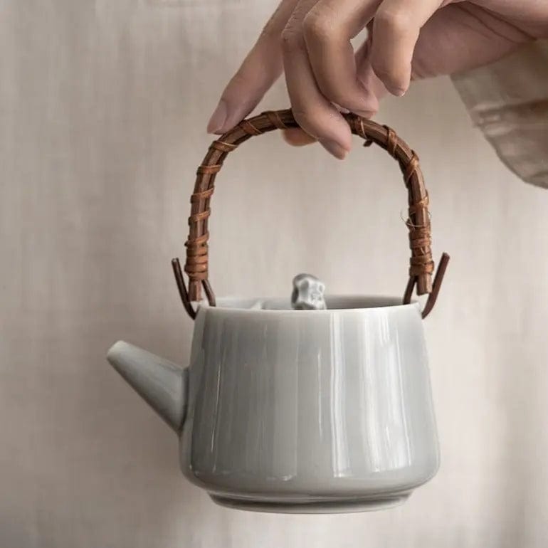 Japanse hooggrijze porseleinen theepot 200 ml