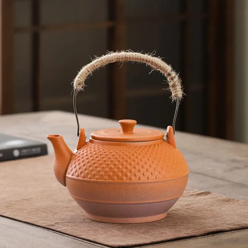 Japanse oranje keramische theepot 600ml