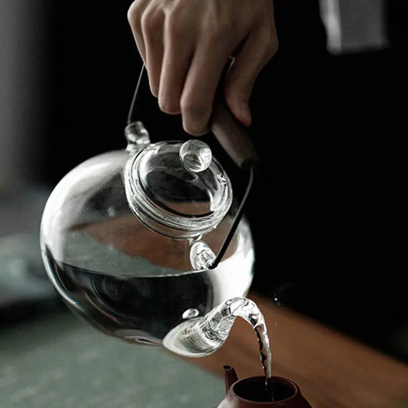 Japanse peervormige glazen theepot 1L