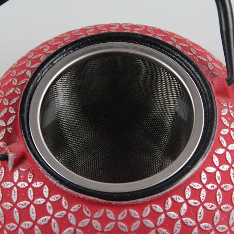 Japanse rode gietijzeren theepot met cirkelpatroon 600 ml