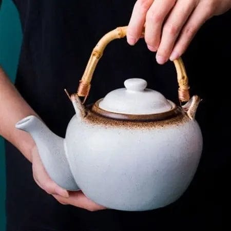 Japanse witte keramische bamboe theepot 500ML