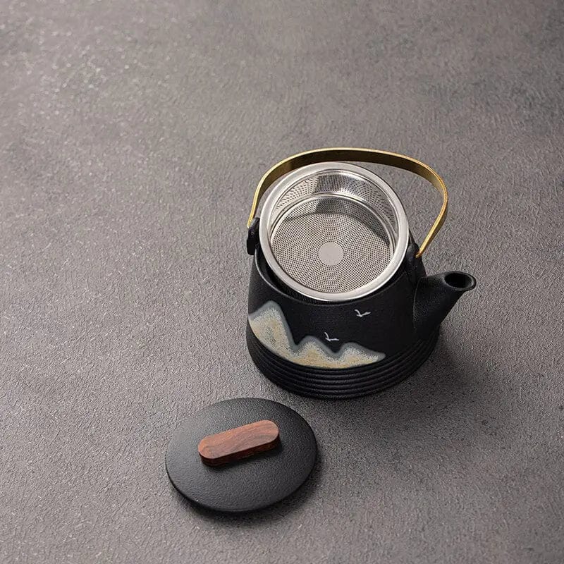 Japanse zwarte en design keramische theepot 290ml