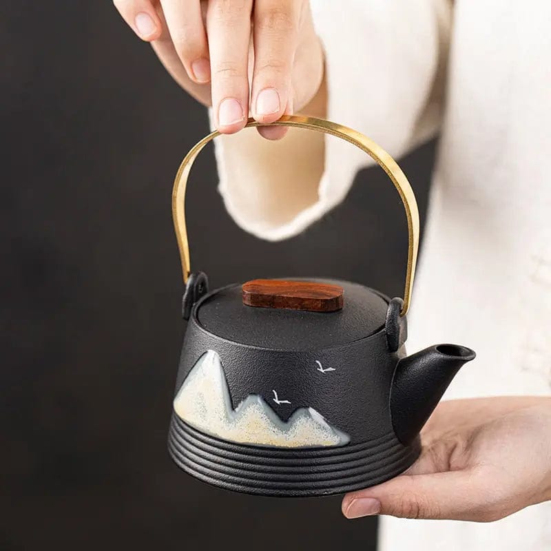Japanse zwarte en design keramische theepot 290ml