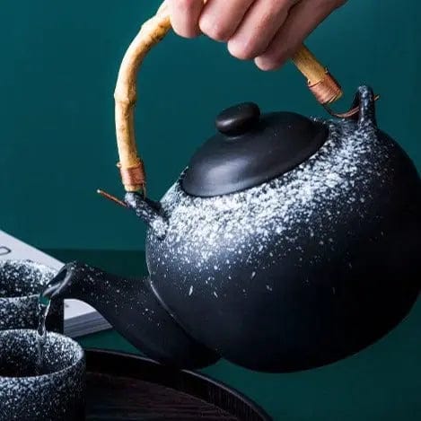 Japanse zwarte keramische bamboe theepot 800ML