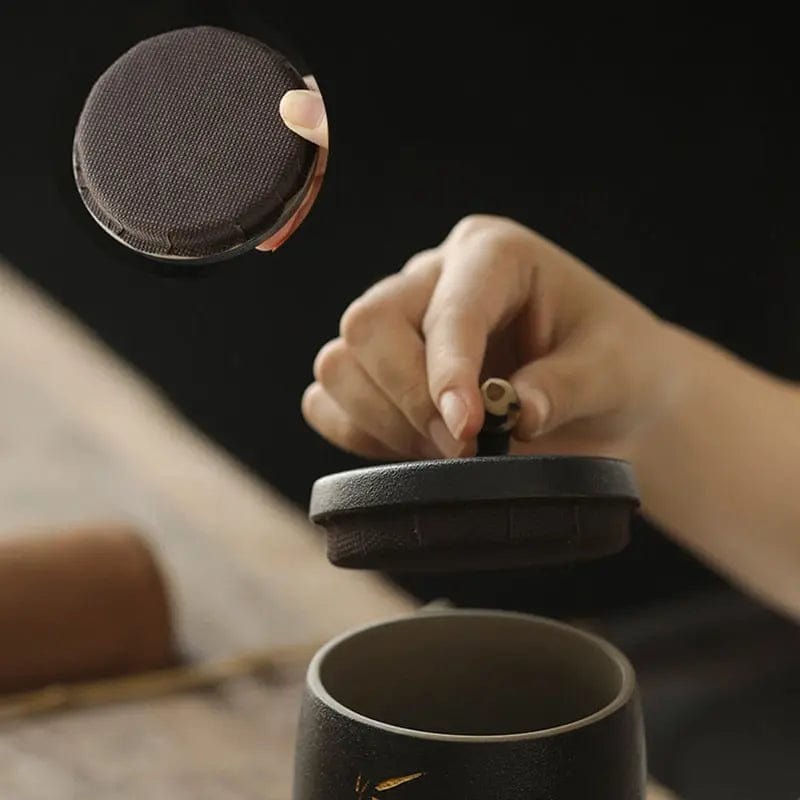 Japanse zwarte keramische theebus 270 ml