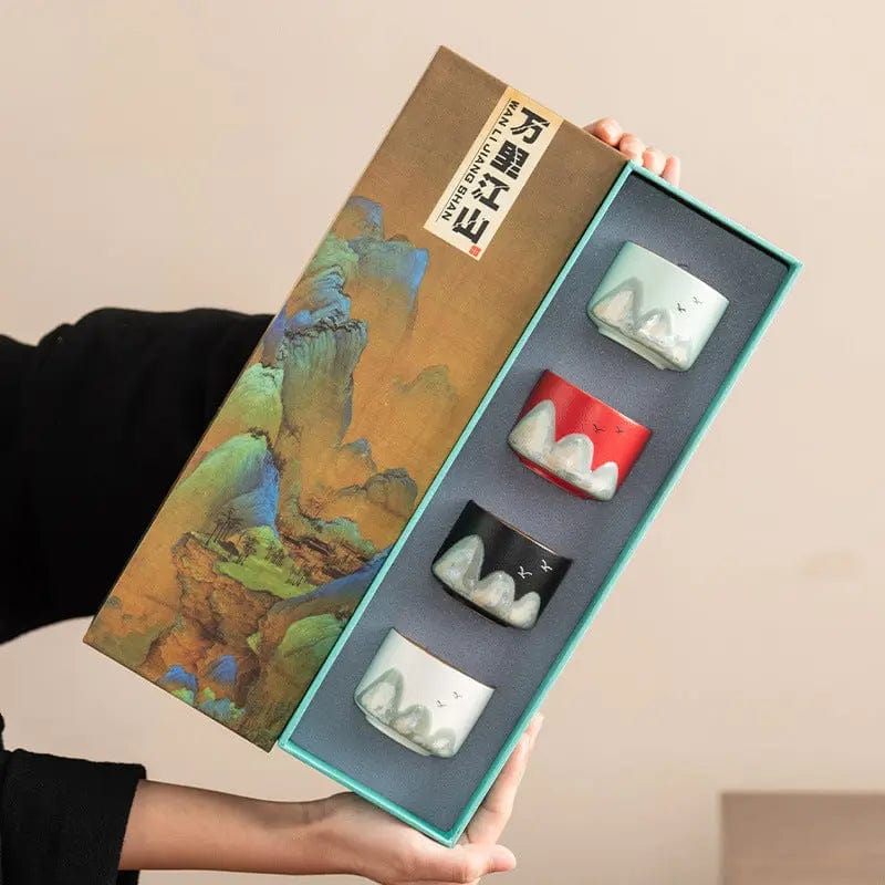 Keramische theekopjes met bergmotieven 75ml