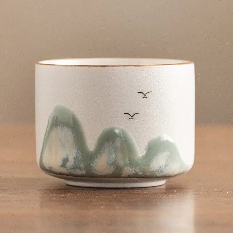 Keramische theekopjes met bergmotieven 75ml