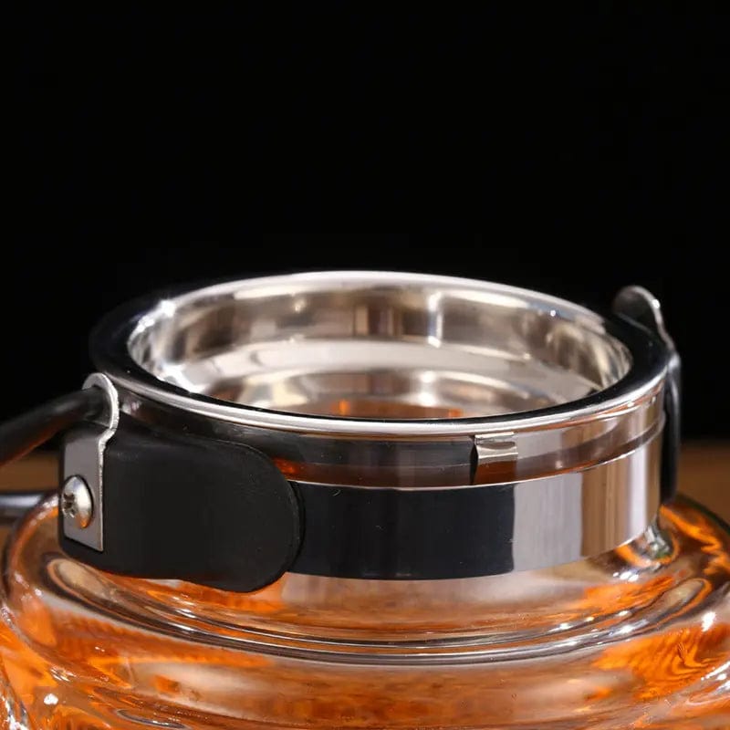 Klassieke glazen theepot met zwart handvat 800 ml