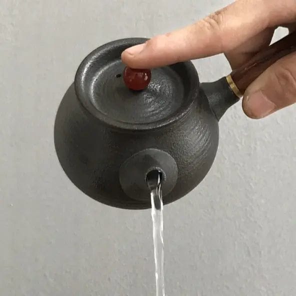Kleine Japanse zwarte keramische theepot 180 ml