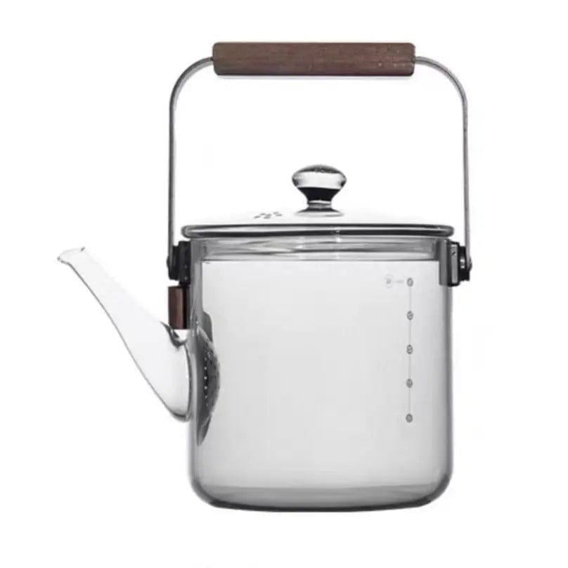 Moderne theepot van helder glas, 1 liter