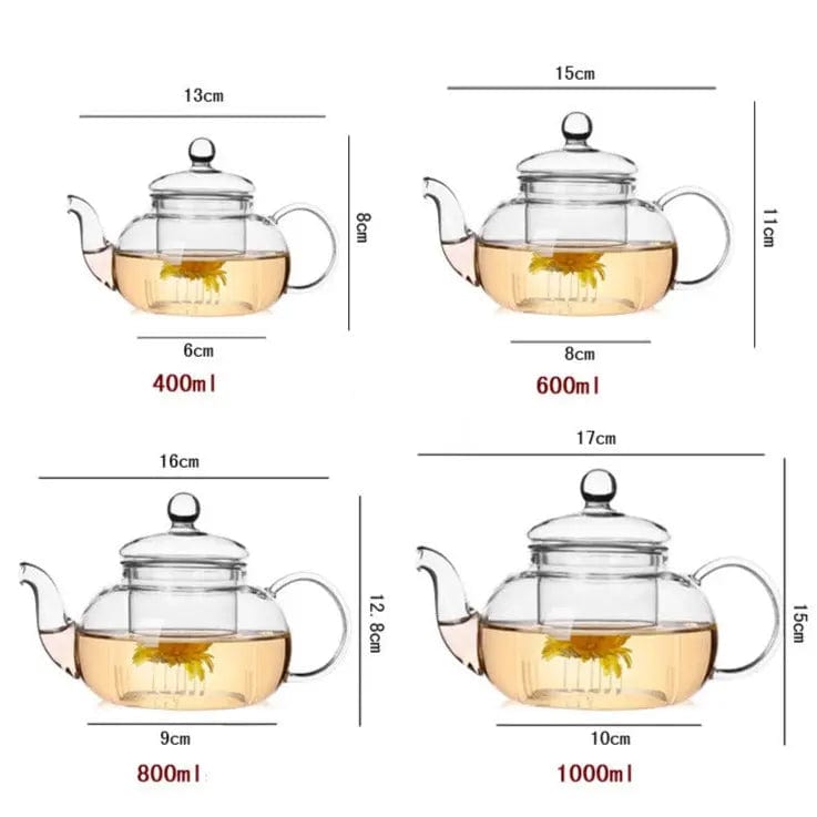 Ronde glazen theepot en infuser 400ML - 1L