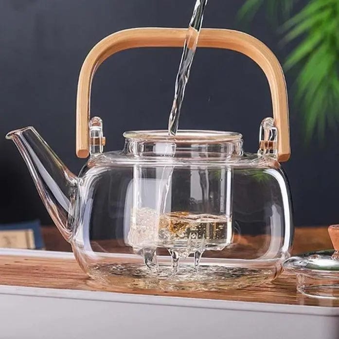 Scandinavische glazen theepot met infuser 1L