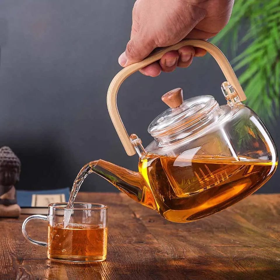 Scandinavische glazen theepot met infuser 1L
