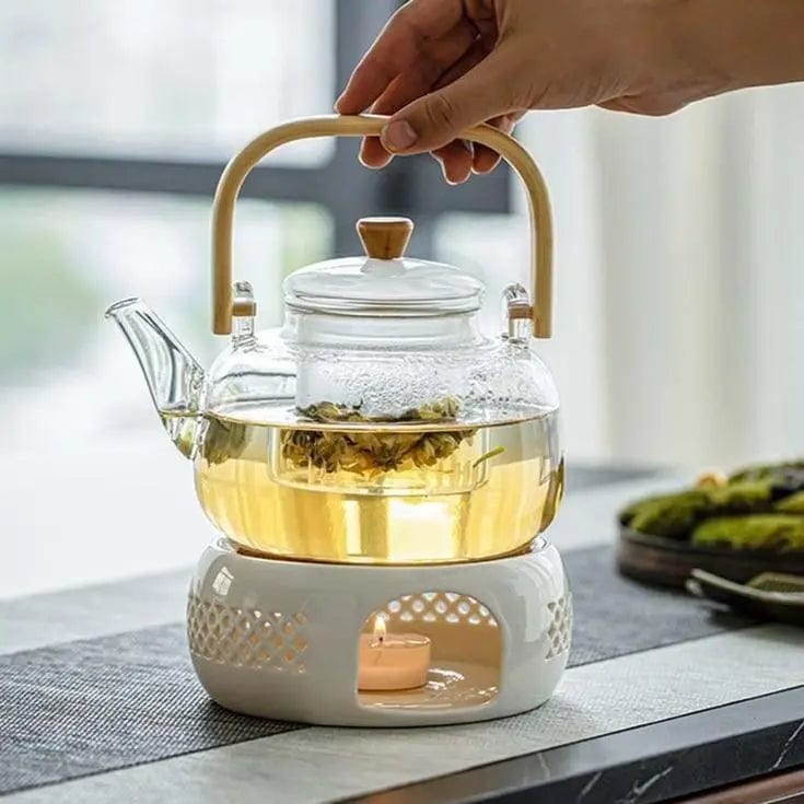 Scandinavische glazen theepot met infuser 1L