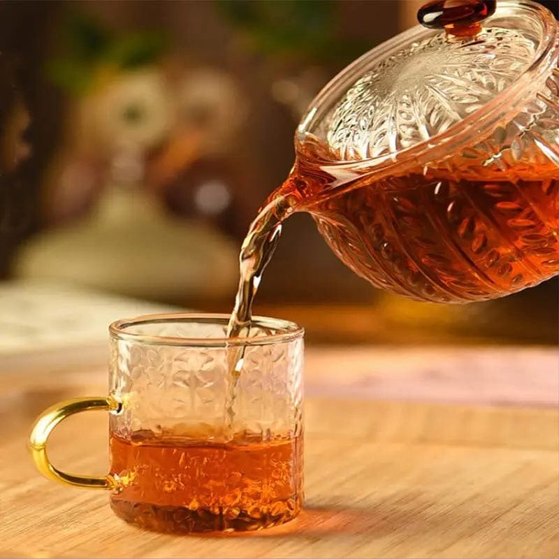 Theepot van gebloemd glas 300 ml - 500 ml