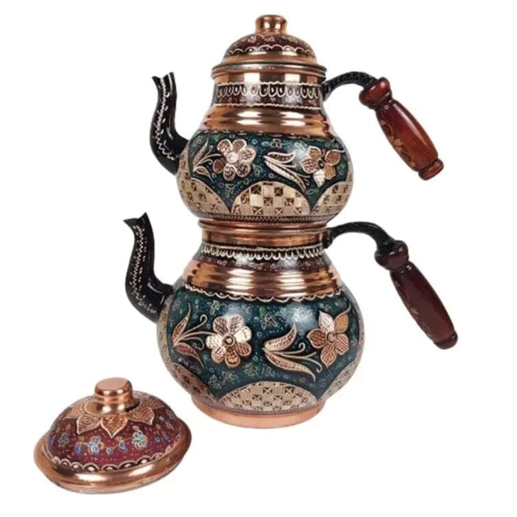 Turkse dubbellaagse koperen bloementheepot