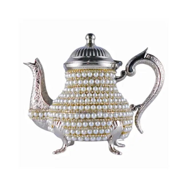 Turkse theepot van zink met Swarovski-kristallen en parels, 1 liter