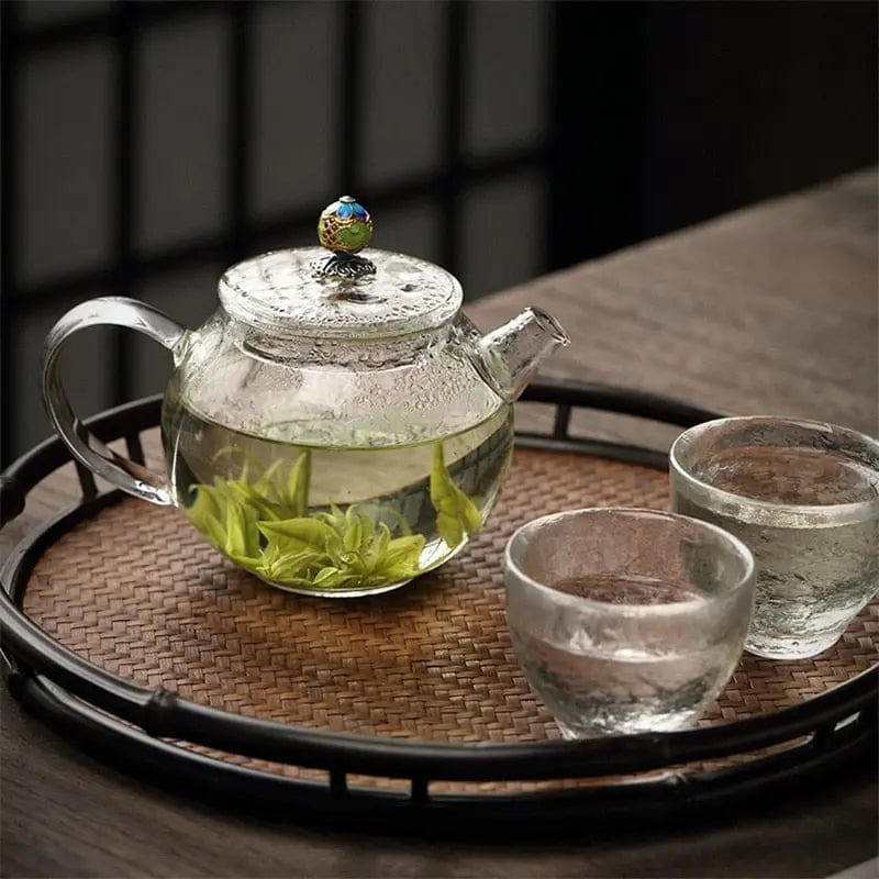 Vintage glazen theepot met deksel 200ml