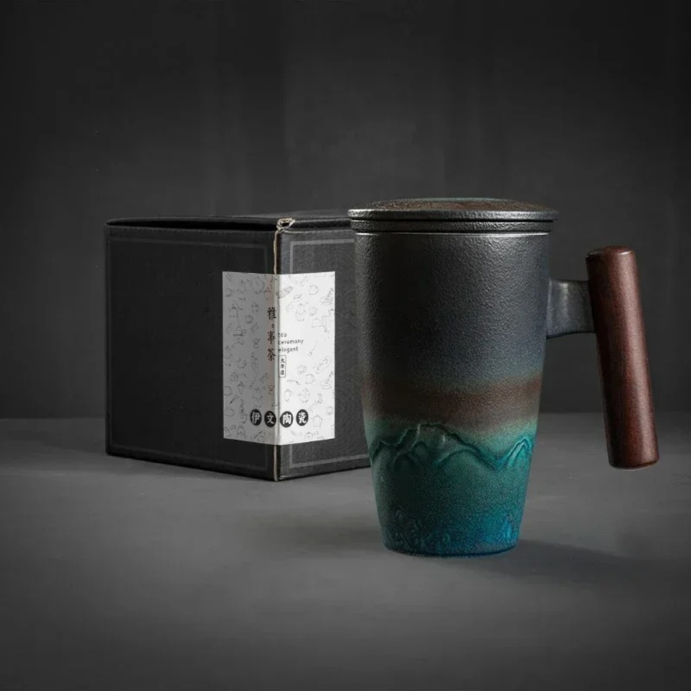 Keramische theemok met infuser en deksel 400ml – afbeelding 5
