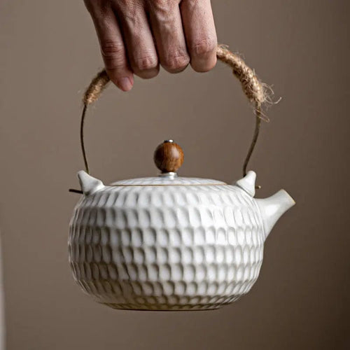 400 ml witte Chinese keramische theepot