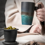 Keramische theemok met infuser en deksel 400ml – afbeelding 4