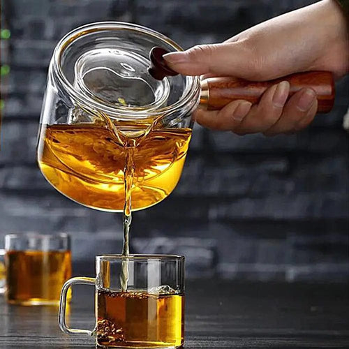 500ML Houten Glazen Theepot