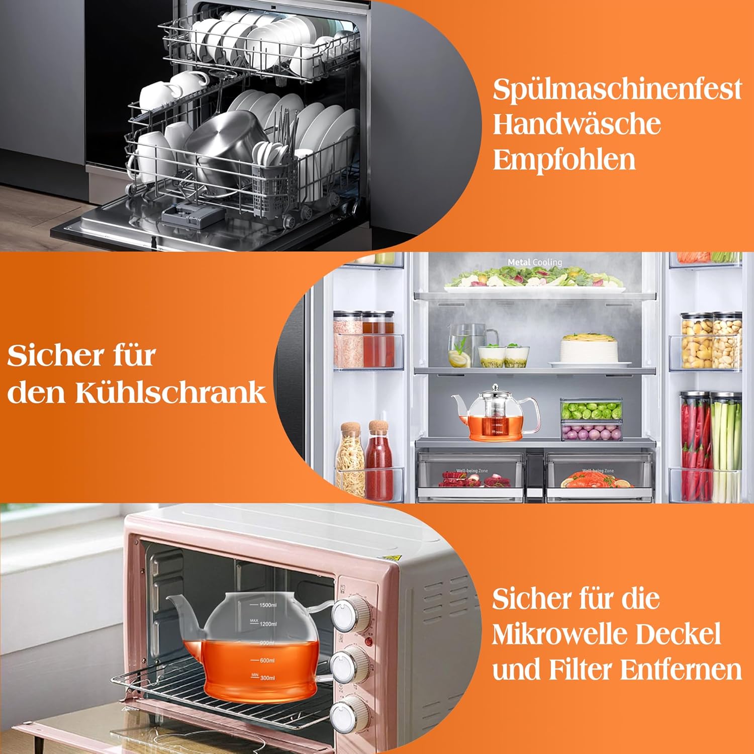 Glazen theepot 1,5L met infuser en filter – hittebestendige theepot voor losse thee