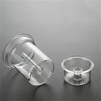 900 ml transparante grijze theepot van glas en hout