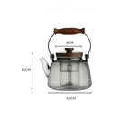 900 ml transparante grijze theepot van glas en hout
