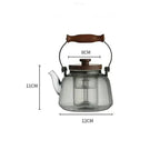 900 ml transparante grijze theepot van glas en hout