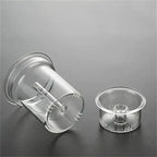 900 ml transparante grijze theepot van glas en hout