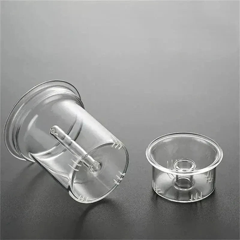 900 ml transparante grijze theepot van glas en hout