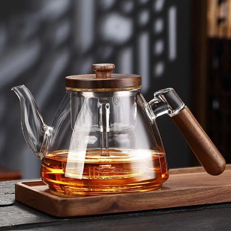 900ML Theepot van glas en hout