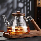 900ML Theepot van glas en hout