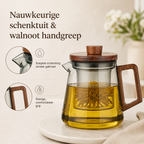 Glazen theepot met infuser en walnoot handgreep – 500 & 700 ml