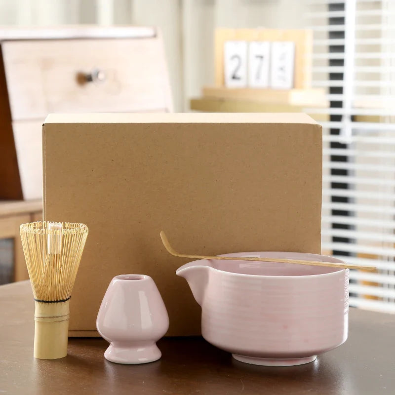 Japanse matcha set 4-delig – kom met schenktuit en garde