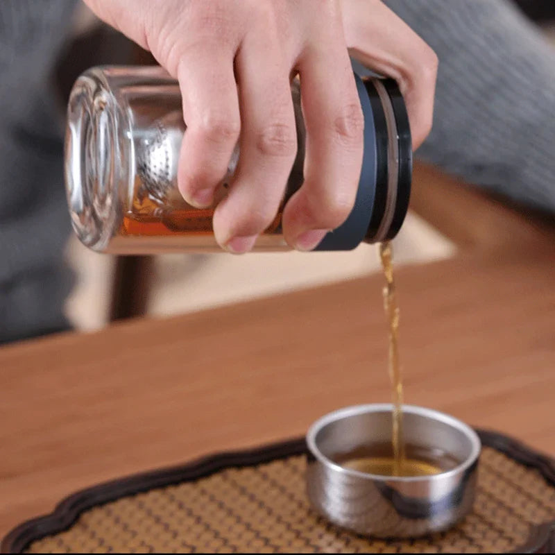 Dubbelwandige glazen theefles met infuser – afbeelding 2