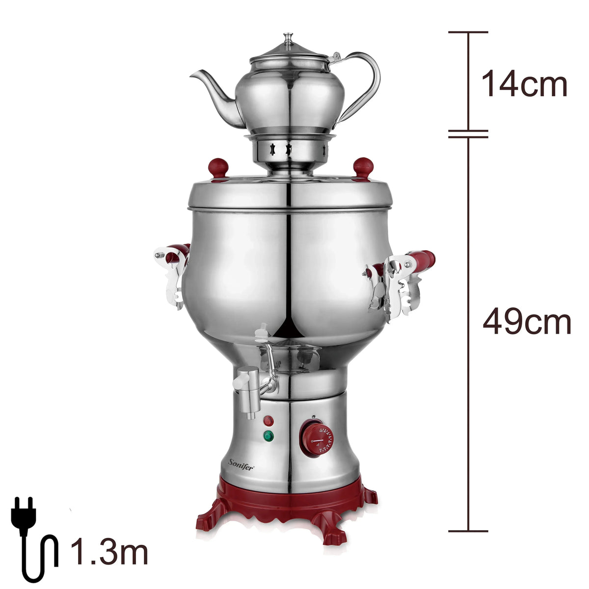 Elektrische samovar 6 liter met theepot van 750 ml – afbeelding 4