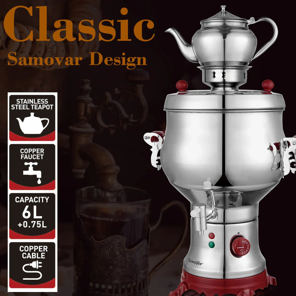 Elektrische samovar 6 liter met theepot van 750 ml – afbeelding 5
