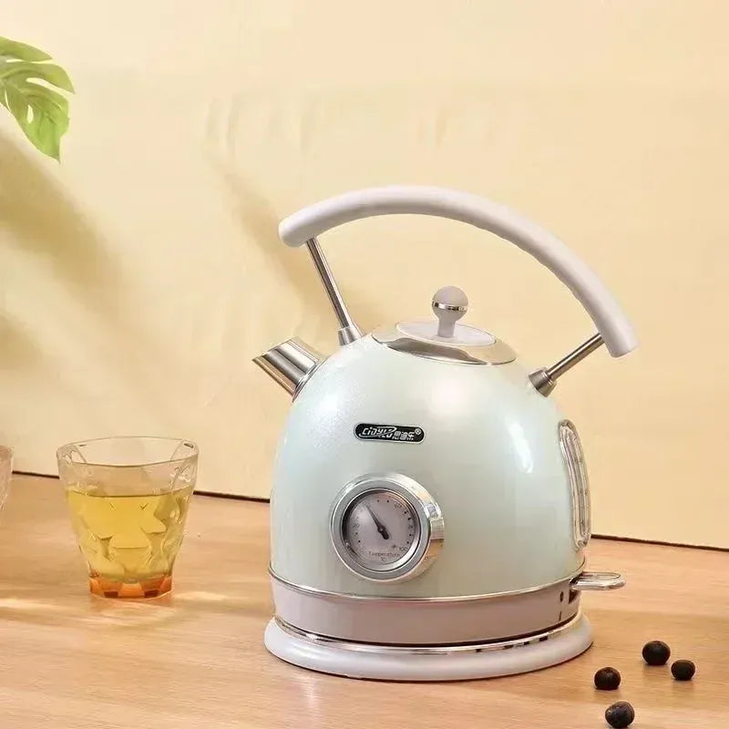 Retro waterkoker 1,8 liter met bolle vorm en thermometer