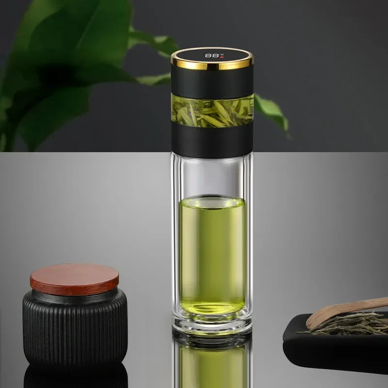 Dubbelwandige RVS theethermosfles 450 ml met temperatuurdisplay – afbeelding 2