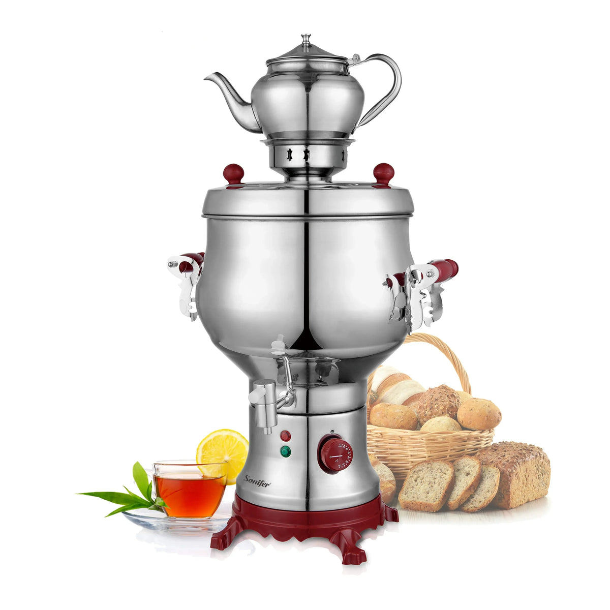 Elektrische samovar 6 liter met theepot van 750 ml – afbeelding 2