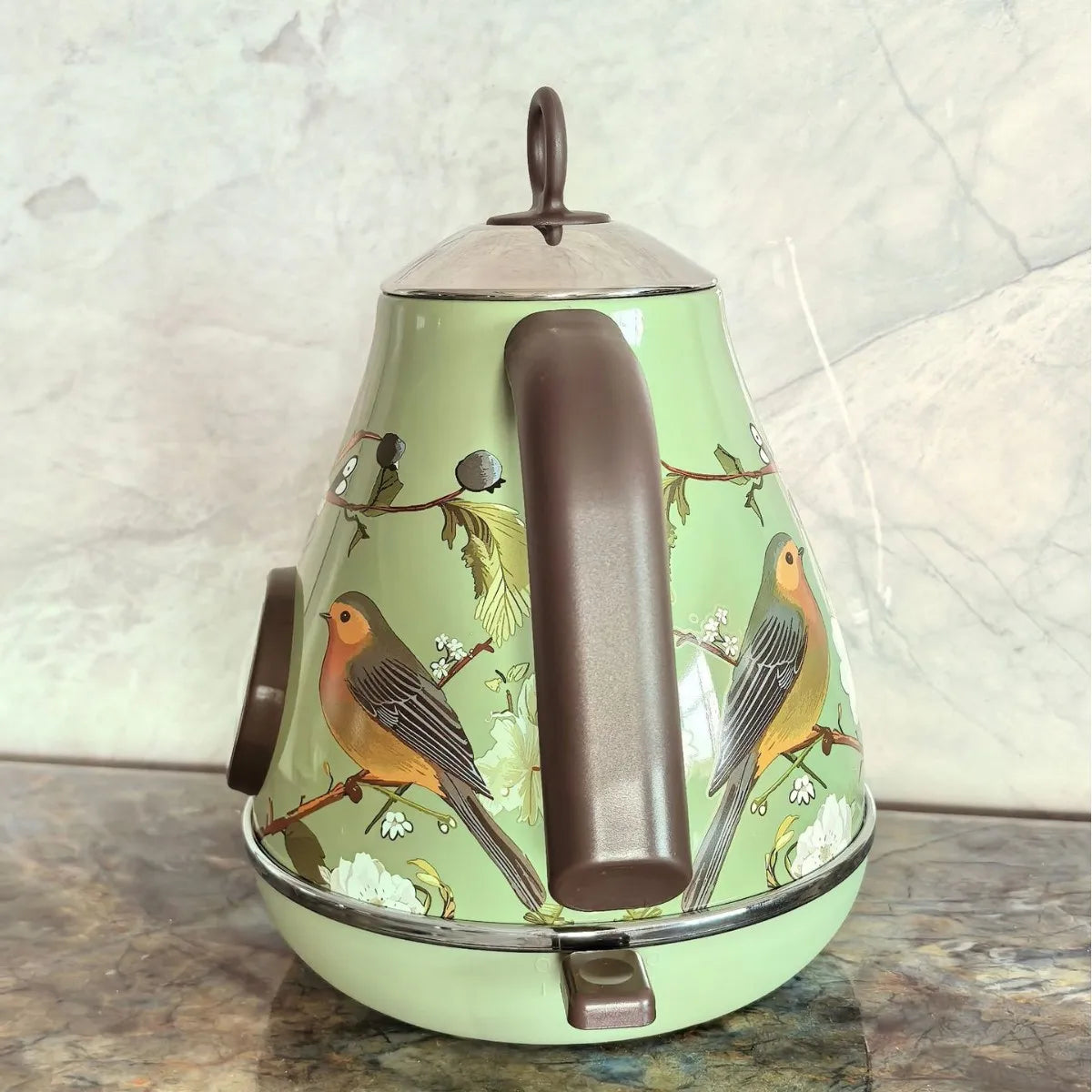 Retro waterketel 1,7 liter met vogel- of bloemenmotief