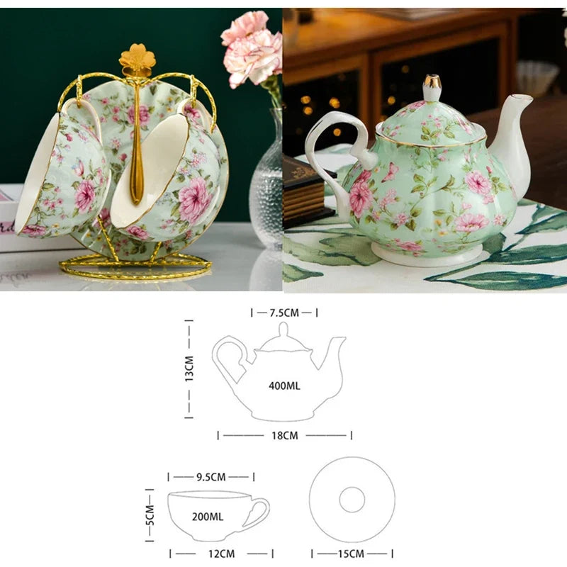 Engelse porseleinen theepot in vintage stijl – afbeelding 10