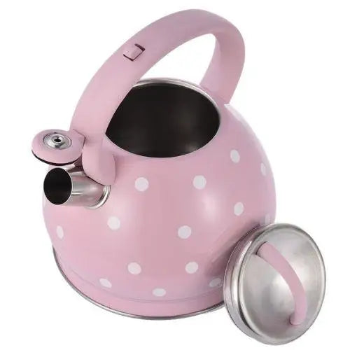 Roze retro RVS fluitketel 3,5 liter voor inductie – afbeelding 3