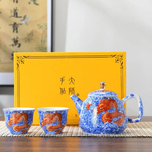 Chinees porseleinen theeservies met drakenmotieven