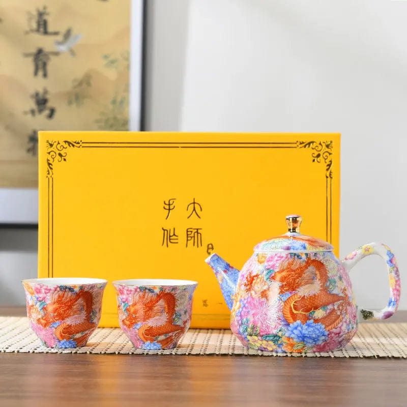 Chinees porseleinen theeservies met drakenmotieven