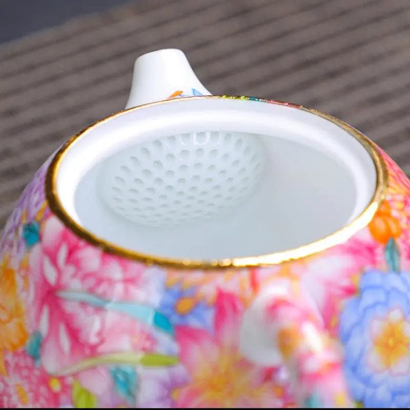 Chinese keramische theeset met bloemenpatronen