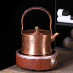 Chinese koperen theepot met paardenmotieven 1L