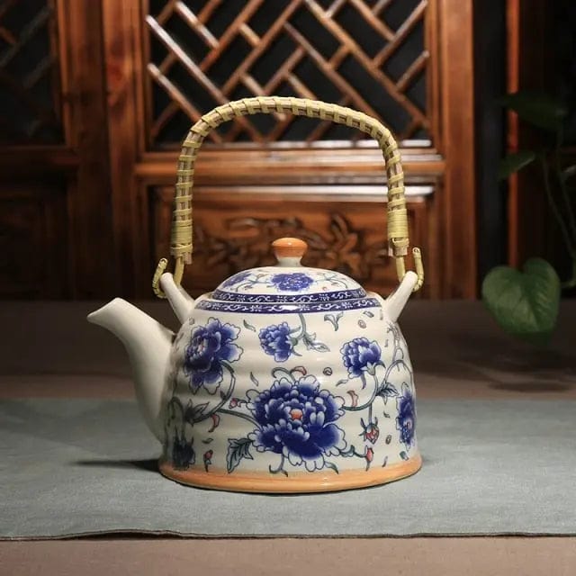 Chinese porseleinen theepot groot blauw bloem 900ML